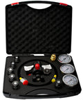 Hydraulic Nitrogen Pressure Test Set And Accumulator Charging Kit With 3 Gauges 1500 PSI 3600 PSI 6000 PSI 7 Couplings And 1 Gas Hose in case
