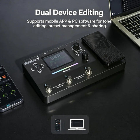 Gig Ready Guitar Multi Effects Pedal With Three Point Five Inch Screen AI Tone Assistant 240 Effects Types Looper Drum Machine RGB