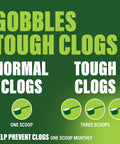 Instructions for using Drain Clog Remover Powder For Kitchen And Bath, breaks up grease paper fat and oil, septic safe.