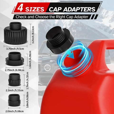No Sweat Portable Fuel Transfer Pump With Smart Auto Stop Shutoff 3.8 Gallons Per Minute Battery Or Usb Powered Design cap adapters display for different gas can sizes.