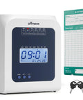 No Sweat Thermal Time Clock For Small Business Crews, Truly No Ink Ribbons Or Network Needed, Drop In Ready Staff Punch Clock with time cards.