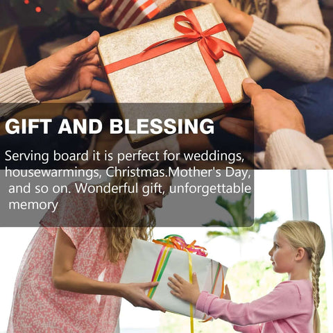 Gift boxes being exchanged; gold-wrapped present with red ribbon held between hands in a festive gift-giving scene.