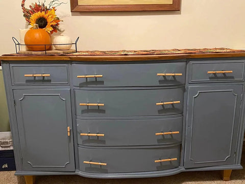 Grey dresser with 10 Pack Wooden Drawer Pulls And Knobs Natural Wood And Metal T Bar Cabinet Handles for modern Scandi style look