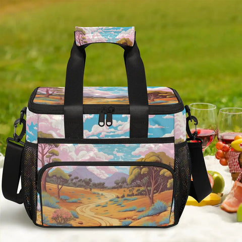 Insulated Picnic Backpack With Lunch Box For Women And Men, Spacious 12x8.7x10 Inch Tote Cooler Bag, Portable Picnic Bag, scenic design