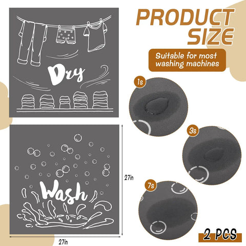 Heavy Duty Washer And Dryer Top Covers Non Slip Protector Mats For Laundry Room Thickened Dust Proof And Quick Dry 26.8 By 26.8 Inch illustration with drying and washing icons