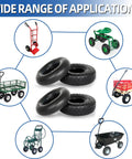 Heavy Duty 10 Inch Replacement Tire and Inner Tube Set 4.10/3.50-4 shown with compatible hand truck and cart images
