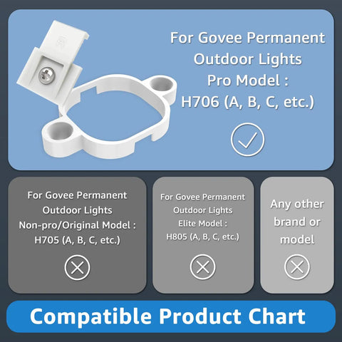 90 Pack Light Clips And 90 Self Adhesive Tape Screw Clips Mounting Kit For Govee Outdoor Lights H706A H706B H706C Compatibility Chart