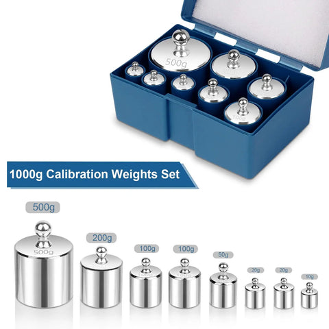 Calibration Weight Kit 1000g Eight Pieces OIML Class M1 High Precision For Digital Scales And Lab Scales With Tweezers Pro Grade