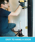 XKONE Labor Saving Arm Jack in use with dual vertical posts and clamp base for door hanging