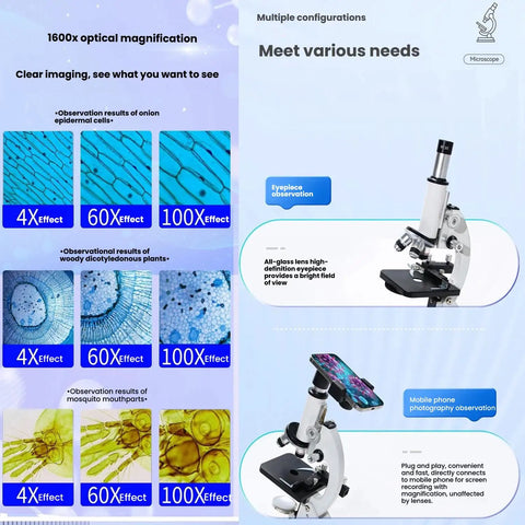 Kids High Power Microscope With 800X 1600X And 2500X Magnification Ideal For School Lab Or Homeschool Easy To Use Microscope Kit With Slides For Hands On Biology And Science Learning diagram on microscopy uses and configurations