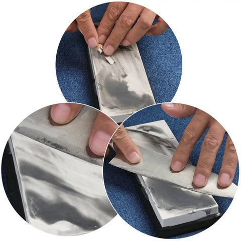 Using the Professional Glass Sharpening Stone Whetstone 15,000 Grit For Razor Sharp Knives with white corundum material