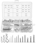 122 Piece Cotter Pin Clevis Pin R Clip Kit With Zinc Plated Hair Pin Assortment For Trailer Latch in see-through storage case