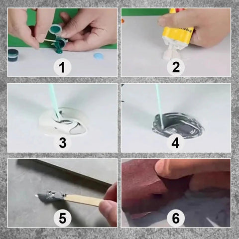 Fast Dry Tile Repair Glue For Ceramic Porcelain Marble And Stone Fixes Cracks Chips And Gaps Instantly With Invisible Waterproof Adhesive No Mess Easy DIY Paste For Quick Home Tile Fix 2 Pack steps sequence