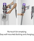 Cordless Vacuum With Motorbar Cleaner Head For Hardwood Floors And Carpets, Detangles Hair, easy bin emptying and wall-mounted dock