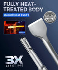 SDS Plus 6 Piece Chisel Set Heavy Duty Rotary Hammer Chisels, heat-treated SDS chisel, quenched at 1562°F for durability.