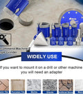 Heavy Duty Diamond Tile Drill Bit Kit Packaged With Twelve Premium Porcelain Hole Saws showing various drill bits and applications on stone tiles.