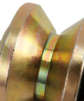 Close-up of Heavy Duty 2 Inch V Groove Wheel Gate Caster For Sliding Gates Built To Haul Up To 660 Lb Capacity Rigid Roller