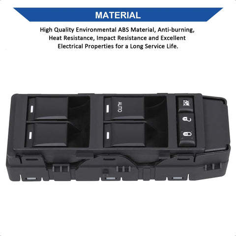 Front Left Driver Side Power Window Switch Replacement Fits Dodge Avenger 2008 To 2013 Charger 2007-2010 shown in black ABS material