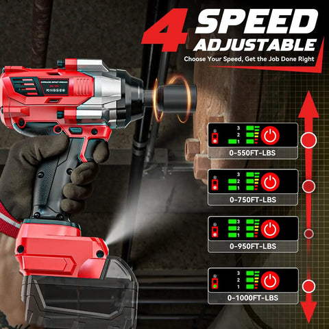 Half Inch Cordless Impact Wrench Bare Tool Compatible With Milwaukee 18V Batteries High Torque 950 Ft Lbs Electric Impact Gun