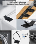 Cable Management Kit For TV And Computer Setup With 4 Cable Sleeves 57 Self Adhesive Clips showcasing various cable straps and ties