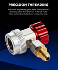 R134a Quick Coupler Adapters Two Pack With High Low Pressure Connectors, 1/4 Inch Port Fit, Snap Lock Knurled Grip For Easy Install And Quick Refrigerant Servicing, precision threading