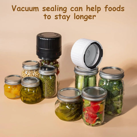Electric Mason Jar Vacuum Sealer Kit Game Changing With Ten Lids Included Automatic Seal For Fresh Pantry Staples Perfect For Salads