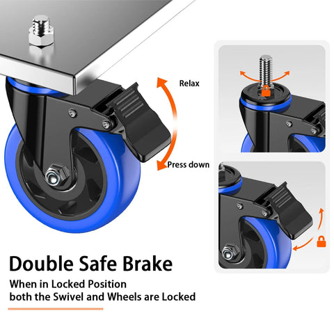 4 Inch Heavy Duty Stem Caster Wheels Set Of Four With Locking Swivel Casters 2000 Lbs Capacity double safe brake mechanism