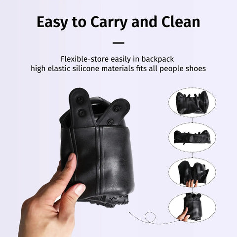 Heavy Duty Waterproof Shoe Covers Overshoes For Men And Women PVC Seamless Rain Boots folded for storage