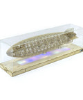 1:453 Scale Hindenburg Zeppelin Wooden 3D Puzzle Model With Wooden Light Box And Acrylic Dust Shield, 540mm Long