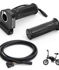 48V Electric Bike Throttle Grip With LCD Voltage Display And Cruise Control Easy Plug And Play 6 Pin Accelerator Replacement For Folding E Bikes Direct Fit Grip For Smooth Throttle Control with wiring and folding bike illustration