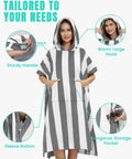 Striped Hooded Surf Poncho Towel For On The Go Privacy Women Men Changing Robe With Front Kangaroo Pocket Beach Gear.