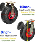 Heavy Duty Swivel Caster Replacement Wheel With Locking Brake And Thick Natural Rubber Tread Rolls Buttery Smooth on Rough Surface 10 inch 8 inch