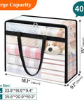 6 Pack Clear Storage Bags For Comforters, Clothes And Bedding With Zipper And Reinforced Handles, Easy Moving, Closet Organization And Under Bed Storage 40L Capacity.