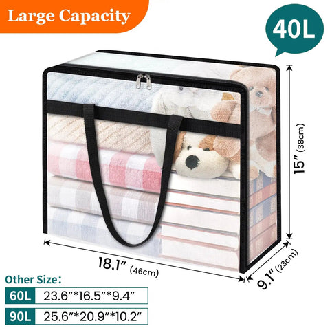 6 Pack Clear Storage Bags For Comforters, Clothes And Bedding With Zipper And Reinforced Handles, Easy Moving, Closet Organization And Under Bed Storage 40L Capacity.
