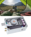 Hand Crank Generator Portable Emergency USB Charger With COB Light And Ignition Tool Red LCD Display in camping tent scene