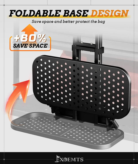 Image of a foldable base design for No Drill Golf Cart Rear Seat Bag Holder Foldable And Adjustable Space Saver Fits Grab Bars.