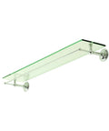 London Terrace 24 Inch Gallery Rail Shelf In Satin Nickel With Tempered Glass Shelf, Solid Brass Construction, Side View
