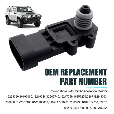 Rock Solid Fuel Tank Pressure Sensor With High Temp Resistance For Vapor Vent Port Setup Compatible With Oem 16238399 9377680 Plug And Play Black Replacement close-up for vehicles.