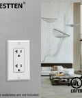 10 Pack Decorator Wall Receptacle Outlet 20 Amp 125V 2500W Non Tamper Resistant UL Listed White installed in room