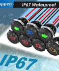 Seven Pack Half Inch 12V LED Indicator Lights Waterproof Metal Dash Signal Lights with 300mm Wires for 12V and 24V Vehicles