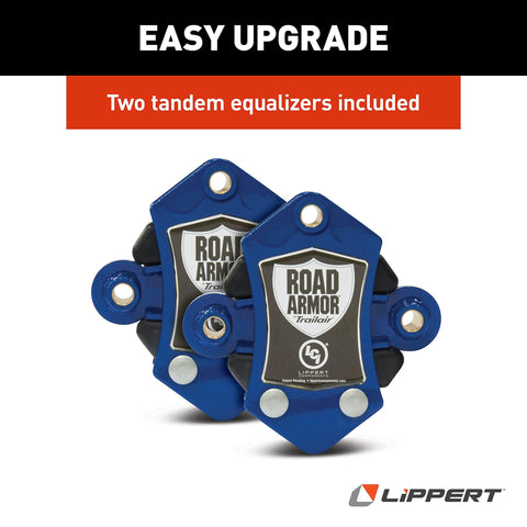 Lippert Road Armor tandem-axle trailer equalizers, blue, two-pack, shock-absorbing, 3,500–8,000 lb capacity