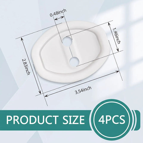 Stop The Door Clank Forever With These Heavy Duty White Silicone Door Latch Covers 4 Pack size dimensions 3.54 x 2.83 inches.