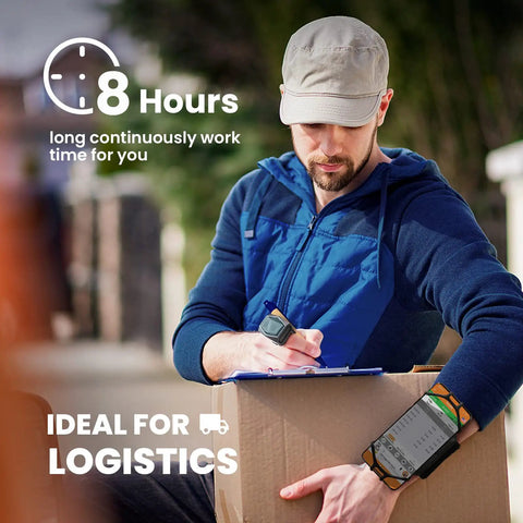 Person using Ring Wearable 2D Barcode Scanner With USB Wired 2 4G Wireless And Bluetooth 3 In 1 Connection for warehouse logistics