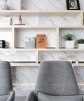 Marble Look Countertop Contact Paper Peel And Stick Vinyl Roll 36 Inch Wide Waterproof Wallpaper for stylish shelf backdrop.
