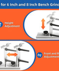 Adjustable Bench Grinder Tool Rest Sharpening Jig For 6 Inch And 8 Inch Grinders showing height and front-rear adjustment features