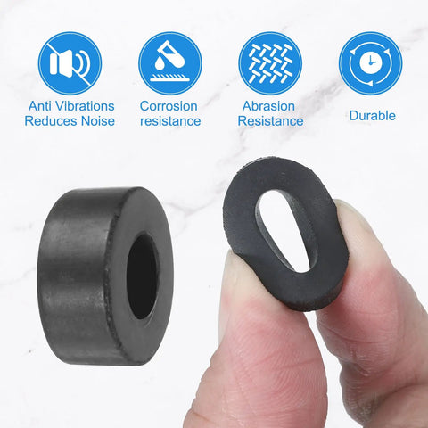 60 Piece Tough As Nails Rubber Spacers For Anti Vibration Bushings 14Mm OD 5Mm ID 10Mm Thick showing black rubber bushing design