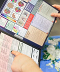 Person holding Hair Stylists Cheat Sheet Visual Guide For Students And Educators Laminated Six Page Reference