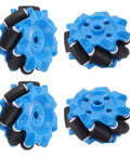 Two Pack 52mm Mecanum Wheel Set Omnidirectional ABS Rubber Wheels For Smart Robot Cars And DIY Projects Blue