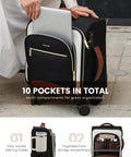 Underseat Carry On Luggage With Wheels 16 Inch Softside Spinner 18 By 14 By 8 Inches Travel Bag With TSA Lock front view