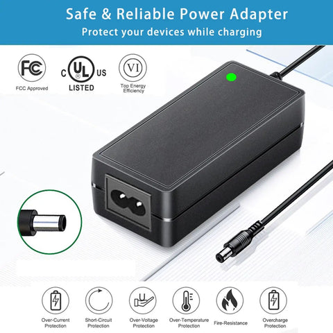 30V AC Adapter Charger For Medicool Pro Power 20k And Pro Power Flex PPFLEX Portable Electric Nail Drill File Machine Replacement Power Supply Cord Compatible With YS04 3001000 YS04 3001000D YS043001000 showing the charger and plug
